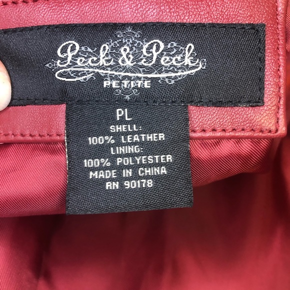 Peck & Peck Red Leather and Suede Moto Jacket PL - Picture 5 of 6